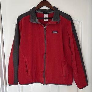 Vintage‎ Patagonia Araveto Red Gray Classic Fleece Full Zip Jacket Mens Large